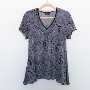 Y2K Shannon Ford Womens Top Size L Black Swirl Celestial Whimsigoth Fairy Grunge